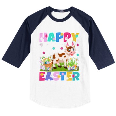 Cattle Lover Happy Easter Bunny Cattle Easter Sunday Gift Baseball Sleeve Shirt