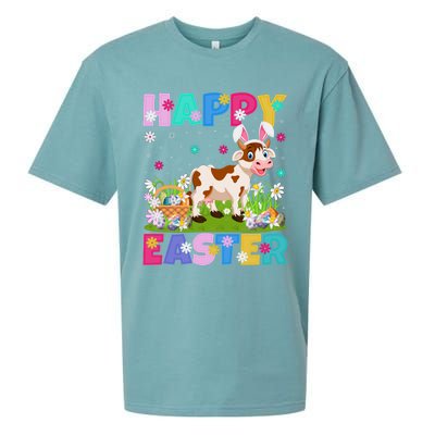 Cattle Lover Happy Easter Bunny Cattle Easter Sunday Gift Sueded Cloud Jersey T-Shirt