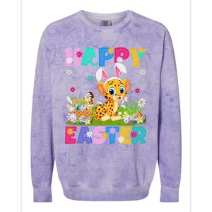 Cheetah Lover Happy Easter Bunny Cheetah Easter Sunday Cute Gift Colorblast Crewneck Sweatshirt