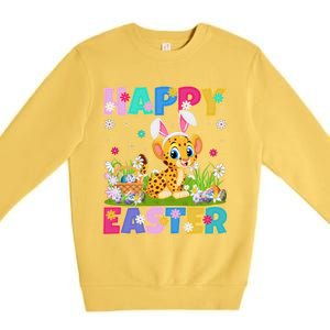 Cheetah Lover Happy Easter Bunny Cheetah Easter Sunday Cute Gift Premium Crewneck Sweatshirt