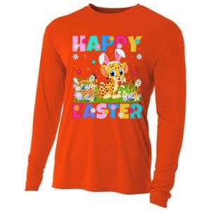 Cheetah Lover Happy Easter Bunny Cheetah Easter Sunday Cute Gift Cooling Performance Long Sleeve Crew