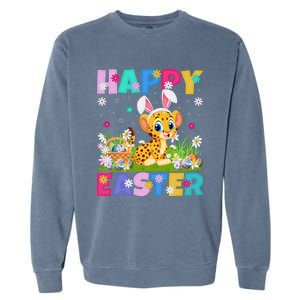 Cheetah Lover Happy Easter Bunny Cheetah Easter Sunday Cute Gift Garment-Dyed Sweatshirt