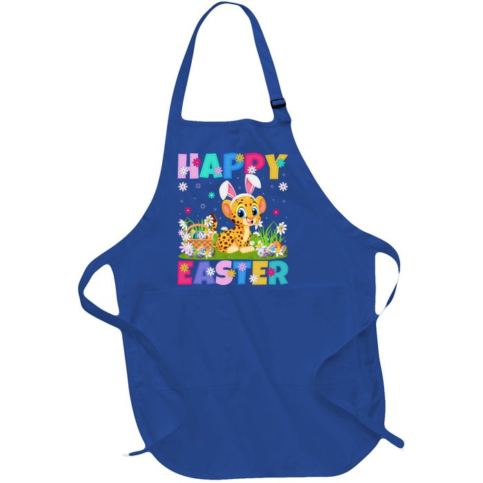 Cheetah Lover Happy Easter Bunny Cheetah Easter Sunday Cute Gift Full-Length Apron With Pockets