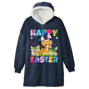 Cheetah Lover Happy Easter Bunny Cheetah Easter Sunday Cute Gift Hooded Wearable Blanket