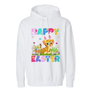 Cheetah Lover Happy Easter Bunny Cheetah Easter Sunday Cute Gift Garment-Dyed Fleece Hoodie