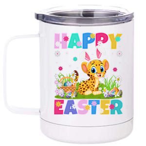 Cheetah Lover Happy Easter Bunny Cheetah Easter Sunday Cute Gift 12 oz Stainless Steel Tumbler Cup