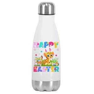 Cheetah Lover Happy Easter Bunny Cheetah Easter Sunday Cute Gift Stainless Steel Insulated Water Bottle