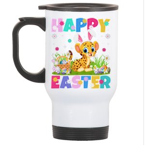 Cheetah Lover Happy Easter Bunny Cheetah Easter Sunday Cute Gift Stainless Steel Travel Mug