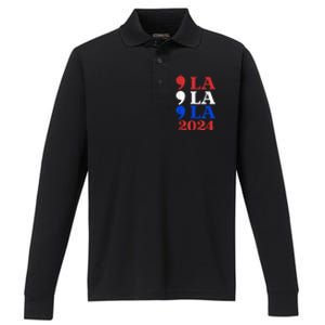 Comma La Harris 2024 Kamala Harris For President 2024 Election Performance Long Sleeve Polo