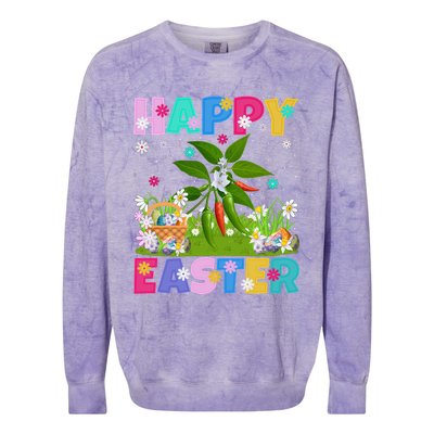 Chili Lover Happy Easter Bunny Chili Easter Sunday Cute Gift Colorblast Crewneck Sweatshirt