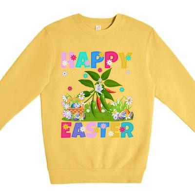 Chili Lover Happy Easter Bunny Chili Easter Sunday Cute Gift Premium Crewneck Sweatshirt