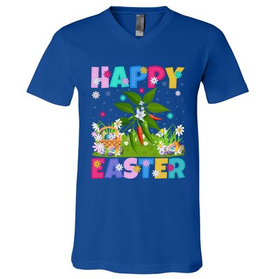 Chili Lover Happy Easter Bunny Chili Easter Sunday Cute Gift V-Neck T-Shirt