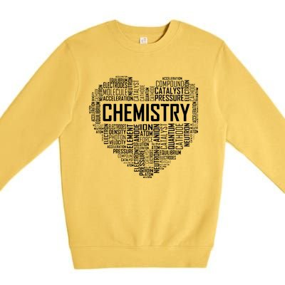 Chemistry Lover Heart Gift For Chemist Teacher Or Student Premium Crewneck Sweatshirt