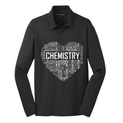 Chemistry Lover Heart Gift For Chemist Teacher Or Student Silk Touch Performance Long Sleeve Polo