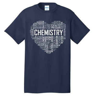 Chemistry Lover Heart Gift For Chemist Teacher Or Student Tall T-Shirt