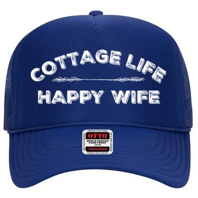 Cottage Life Happy Wife Summer Cute Gift High Crown Mesh Back Trucker Hat