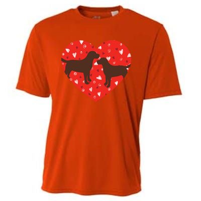 Chocolate Lab Heart Valentine's Day Labrador Dog Lover Gift Cooling Performance Crew T-Shirt