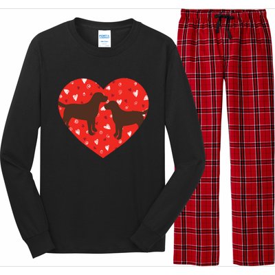 Chocolate Lab Heart Valentine's Day Labrador Dog Lover Gift Long Sleeve Pajama Set