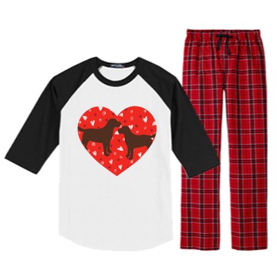 Chocolate Lab Heart Valentine's Day Labrador Dog Lover Gift Raglan Sleeve Pajama Set