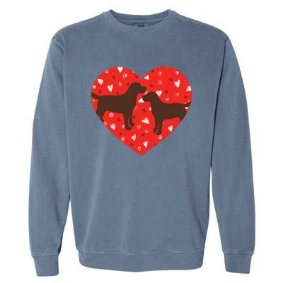 Chocolate Lab Heart Valentine's Day Labrador Dog Lover Gift Garment-Dyed Sweatshirt