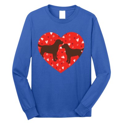 Chocolate Lab Heart Valentine's Day Labrador Dog Lover Gift Long Sleeve Shirt