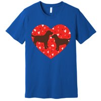 Chocolate Lab Heart Valentine's Day Labrador Dog Lover Gift Premium T-Shirt