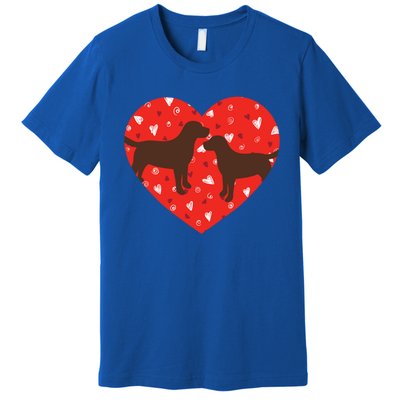 Chocolate Lab Heart Valentine's Day Labrador Dog Lover Gift Premium T-Shirt