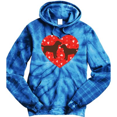 Chocolate Lab Heart Valentine's Day Labrador Dog Lover Gift Tie Dye Hoodie