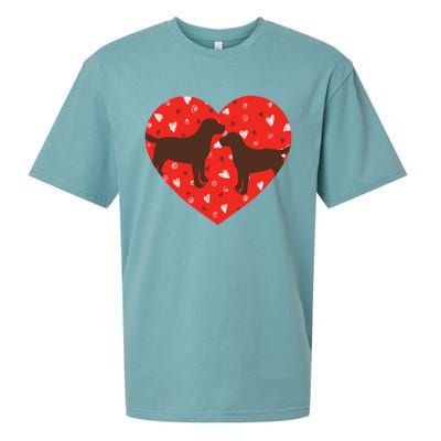 Chocolate Lab Heart Valentine's Day Labrador Dog Lover Gift Sueded Cloud Jersey T-Shirt