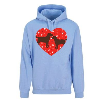 Chocolate Lab Heart Valentine's Day Labrador Dog Lover Gift Unisex Surf Hoodie