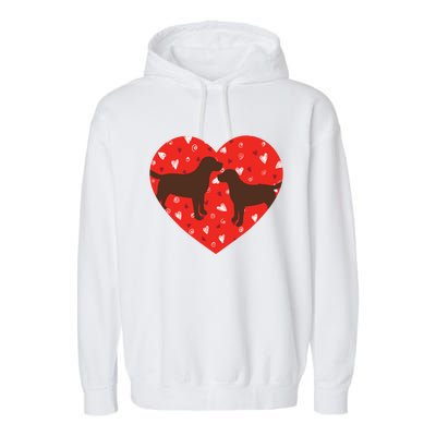 Chocolate Lab Heart Valentine's Day Labrador Dog Lover Gift Garment-Dyed Fleece Hoodie