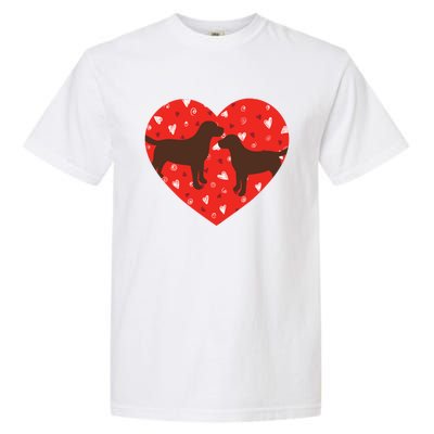 Chocolate Lab Heart Valentine's Day Labrador Dog Lover Gift Garment-Dyed Heavyweight T-Shirt