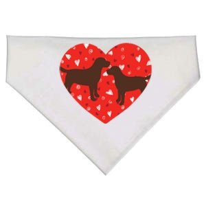 Chocolate Lab Heart Valentine's Day Labrador Dog Lover Gift USA-Made Doggie Bandana