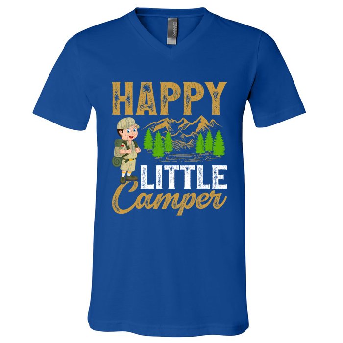 Camping Lover Happy Little Camper Gift V-Neck T-Shirt