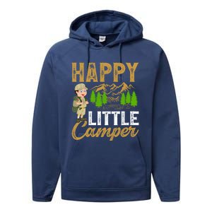 Camping Lover Happy Little Camper Gift Performance Fleece Hoodie