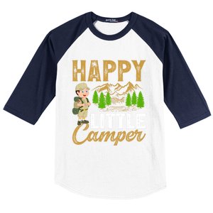 Camping Lover Happy Little Camper Gift Baseball Sleeve Shirt