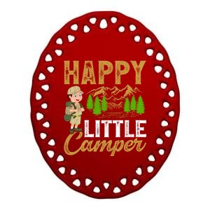 Camping Lover Happy Little Camper Gift Ceramic Oval Ornament