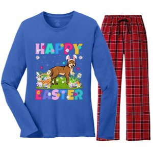 Coyote Lover Happy Easter Bunny Coyote Easter Sunday Cute Gift Women's Long Sleeve Flannel Pajama Set 