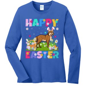 Coyote Lover Happy Easter Bunny Coyote Easter Sunday Cute Gift Ladies Long Sleeve Shirt