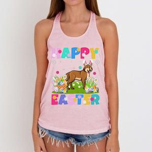 Coyote Lover Happy Easter Bunny Coyote Easter Sunday Cute Gift Women's Knotted Racerback Tank