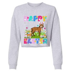 Coyote Lover Happy Easter Bunny Coyote Easter Sunday Cute Gift Cropped Pullover Crew