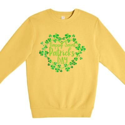 Cute Lucky Heart Shamrock Happy St Patricks Day Family Heart Premium Crewneck Sweatshirt