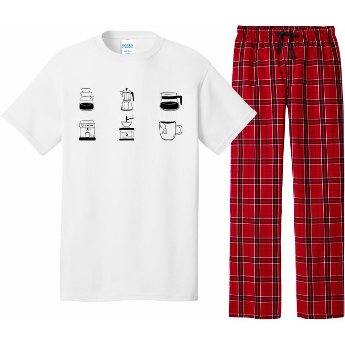 Coffee Lover Hand Drawn Cute Food Coffee Gift Pajama Set