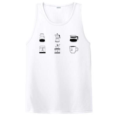 Coffee Lover Hand Drawn Cute Food Coffee Gift PosiCharge Competitor Tank