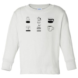 Coffee Lover Hand Drawn Cute Food Coffee Gift Toddler Long Sleeve Shirt