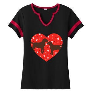 Chocolate Lab Heart Valentine's Day Labrador Dog Lover Great Gift Ladies Halftime Notch Neck Tee