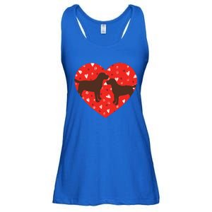 Chocolate Lab Heart Valentine's Day Labrador Dog Lover Great Gift Ladies Essential Flowy Tank