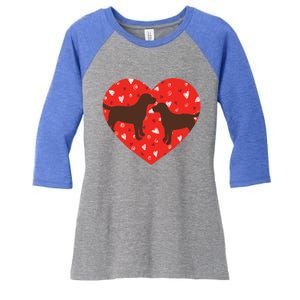 Chocolate Lab Heart Valentine's Day Labrador Dog Lover Great Gift Women's Tri-Blend 3/4-Sleeve Raglan Shirt