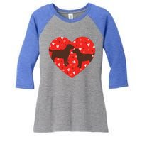 Chocolate Lab Heart Valentine's Day Labrador Dog Lover Great Gift Women's Tri-Blend 3/4-Sleeve Raglan Shirt