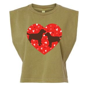 Chocolate Lab Heart Valentine's Day Labrador Dog Lover Great Gift Garment-Dyed Women's Muscle Tee